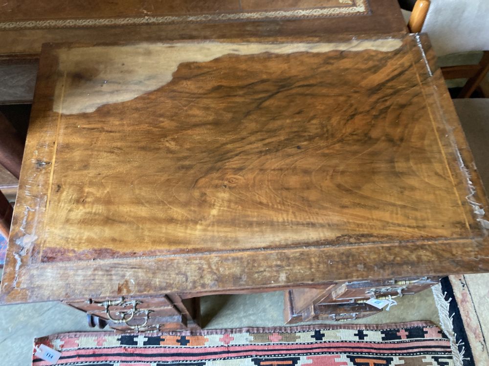 An 18th century and later inlaid walnut kneehole desk, width 80cm, depth 51cm, height 78cm